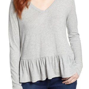 Caslon Peplum Top in Gray